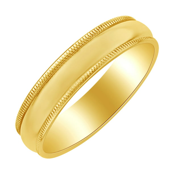 10k Yellow Gold 5mm Milgrain Half Round Band Fine Jewelry Ideal Gifts For Women 